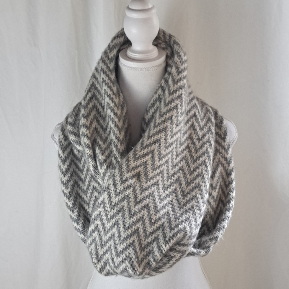 J. Crew Black and White Chevron Scarf